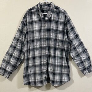 Eddie Bauer Men's Black and White Plaid Shirt